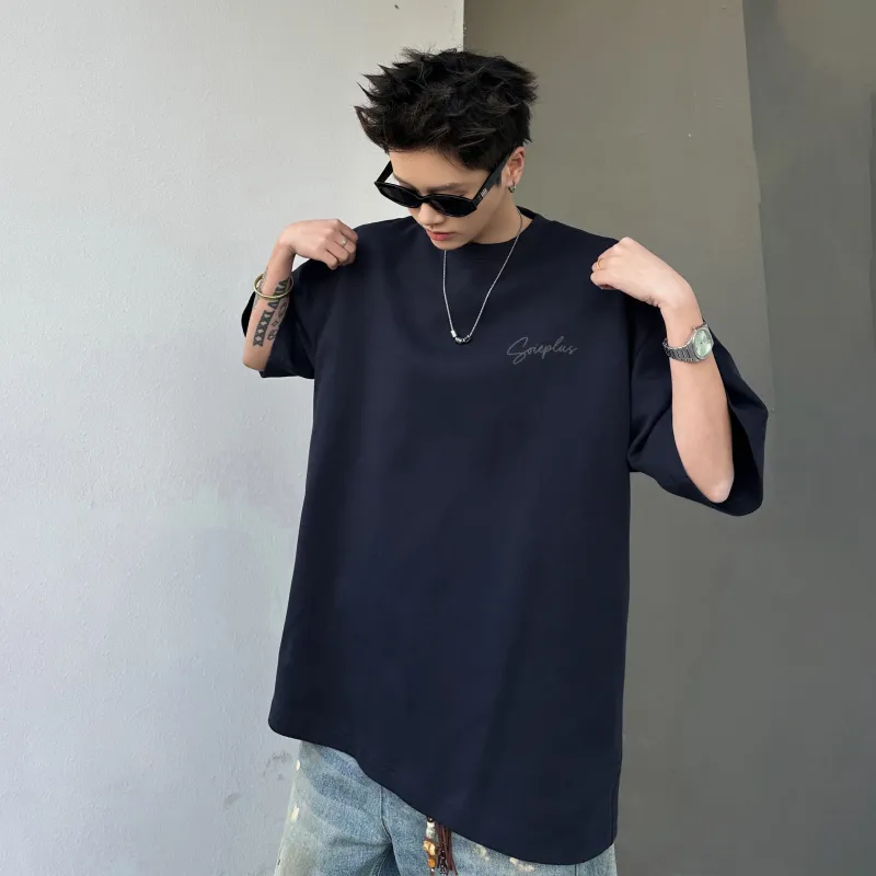 SOIE T-Shirts Unisex Navy Blue-3