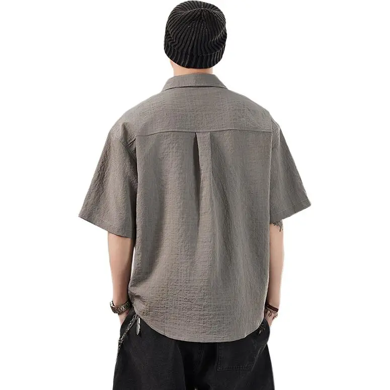 WOOD SOON Loose Fit Japanese Style Trendy Half Sleeve Shirt Unisex-1