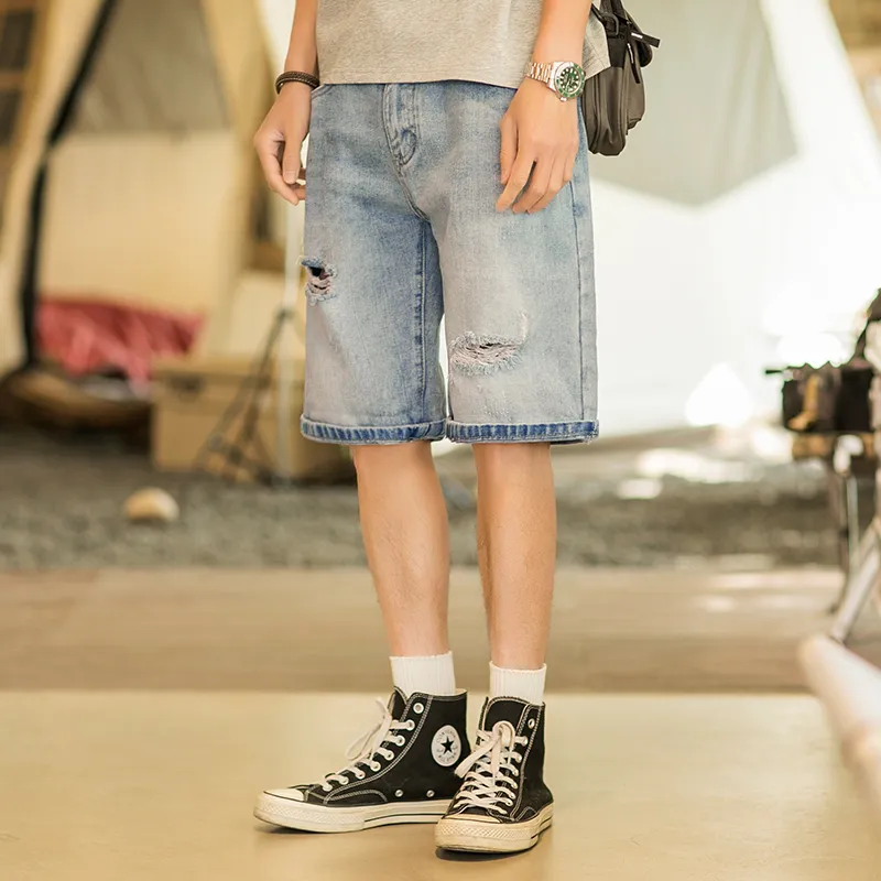 WOOD SOON Denim Shorts Men's Light Blue-3