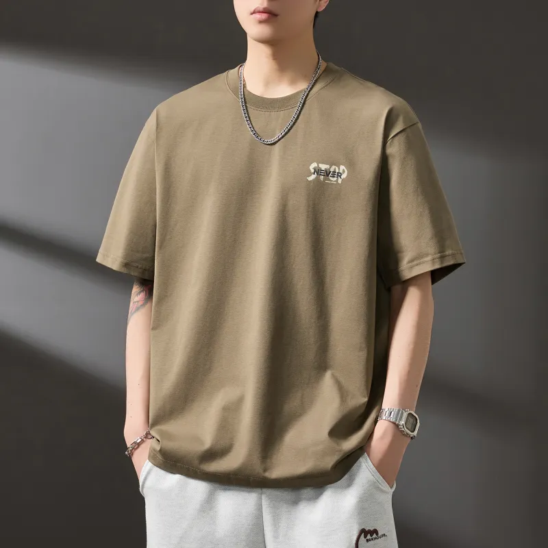 WOOD SOON Loose Fit Casual Cooling Heavyweight Men's Clothing Top Unisex-2