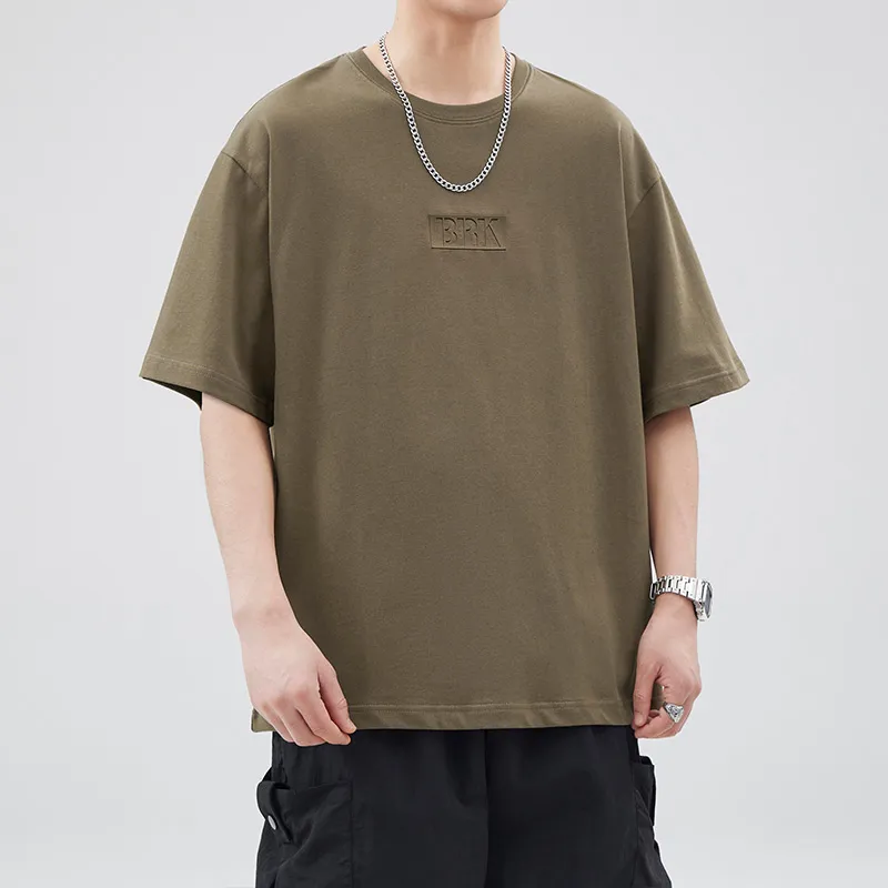 WOOD SOON Cotton Crew Neck Loose Fit Casual Half Sleeve T Shirt Top Unisex-3