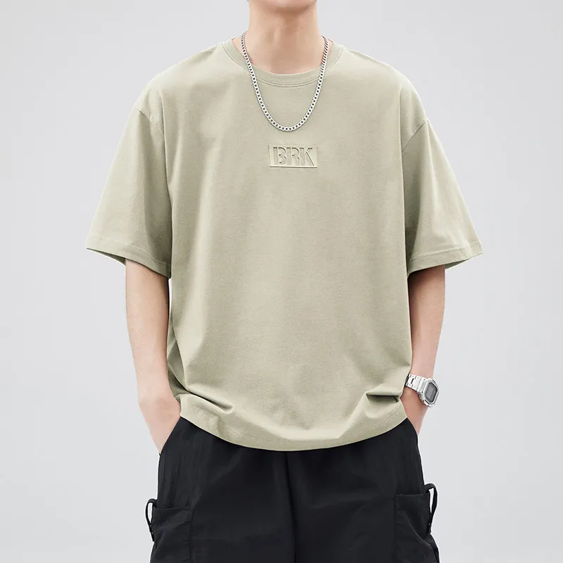 WOOD SOON Cotton Crew Neck Loose Fit Casual Half Sleeve T Shirt Top Unisex-11