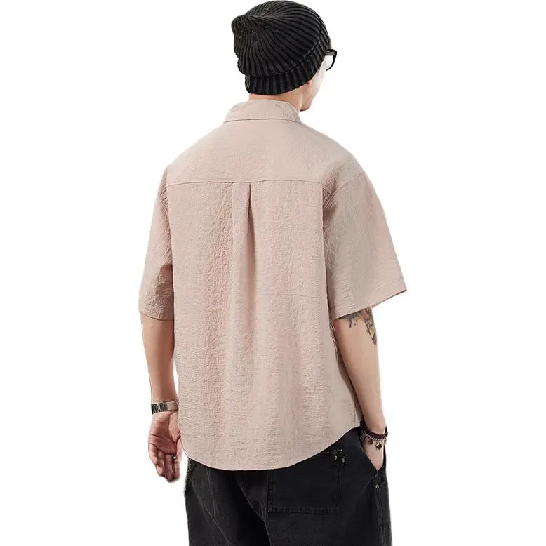 WOOD SOON Loose Fit Japanese Style Trendy Half Sleeve Shirt Unisex-0