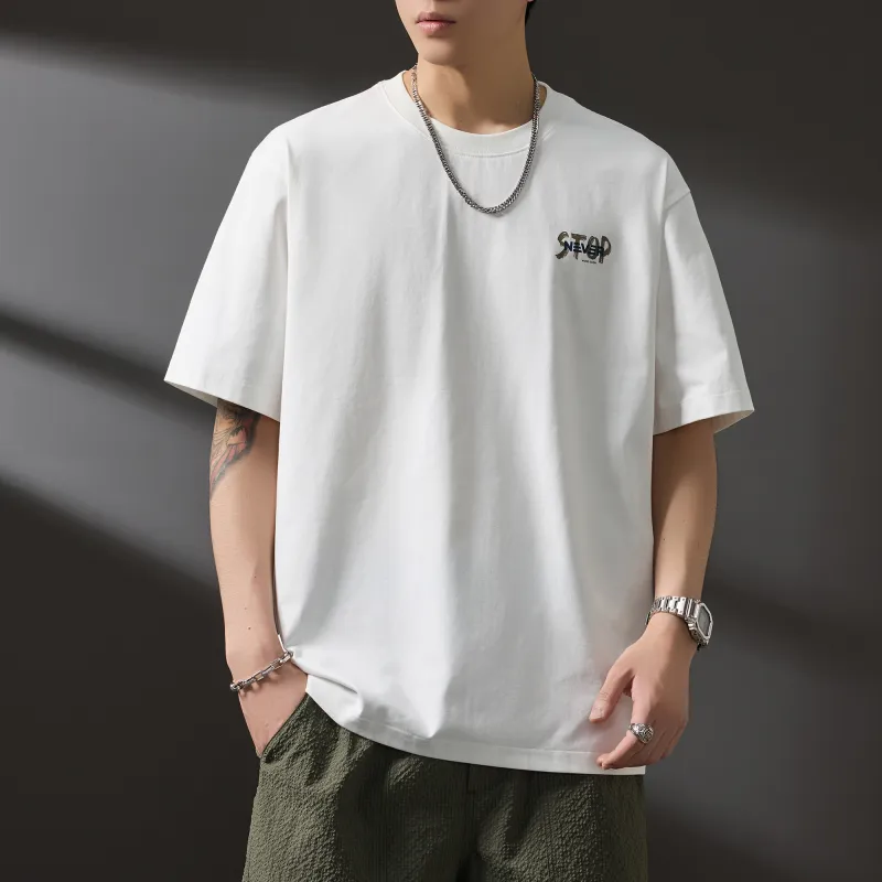 WOOD SOON Loose Fit Casual Cooling Heavyweight Men's Clothing Top Unisex-13