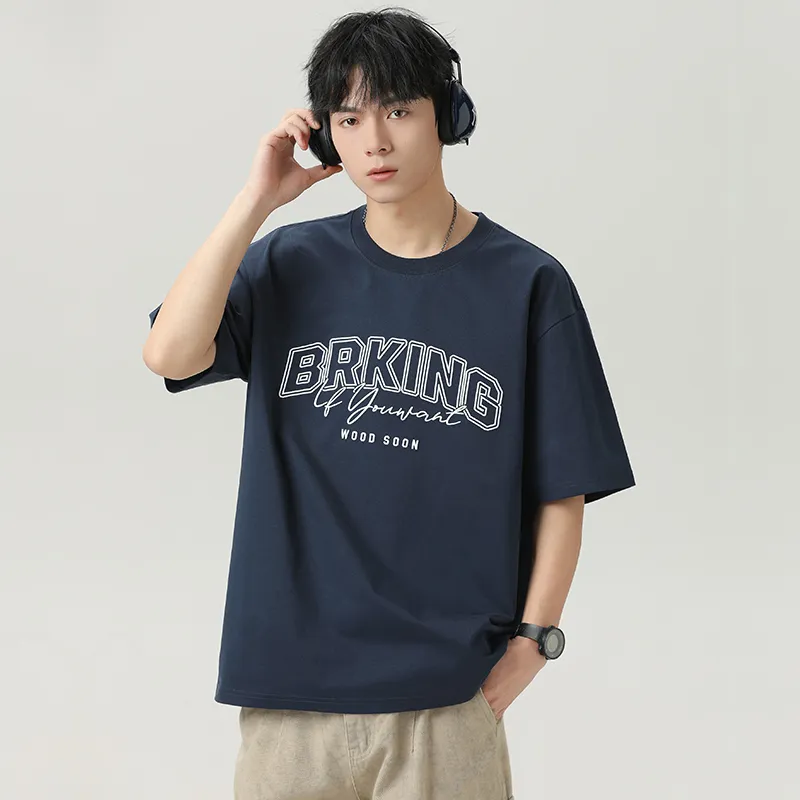 WOOD SOON Print Loose Fit Half Sleeve T Shirt Japanese Style Top Unisex-11