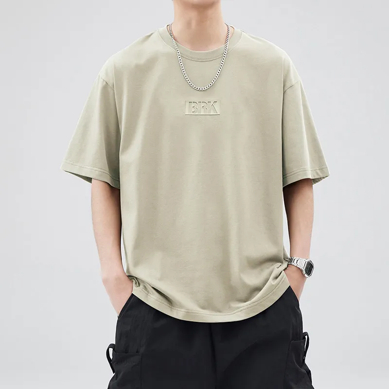 WOOD SOON Cotton Crew Neck Loose Fit Casual Half Sleeve T Shirt Top Unisex-8