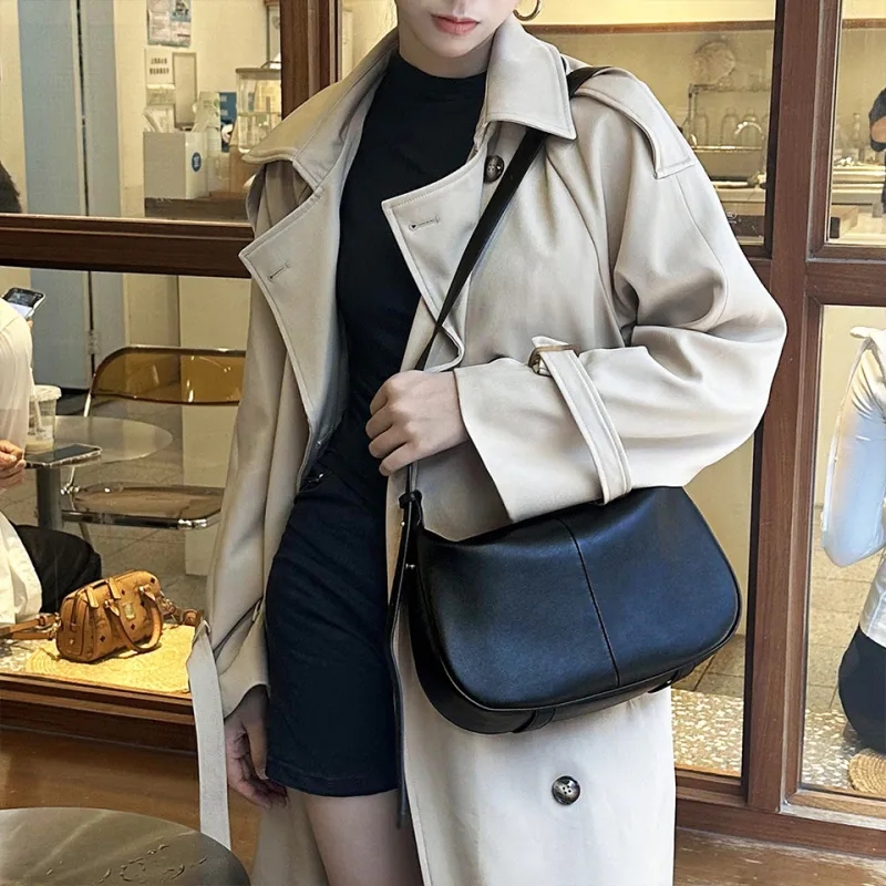 Dubaolu Synthetic Leather Crossbody Bag, Shoulder Bag Women's Caramel Brown/Classic Black/Ecru & Brown/Oat Apricot-9