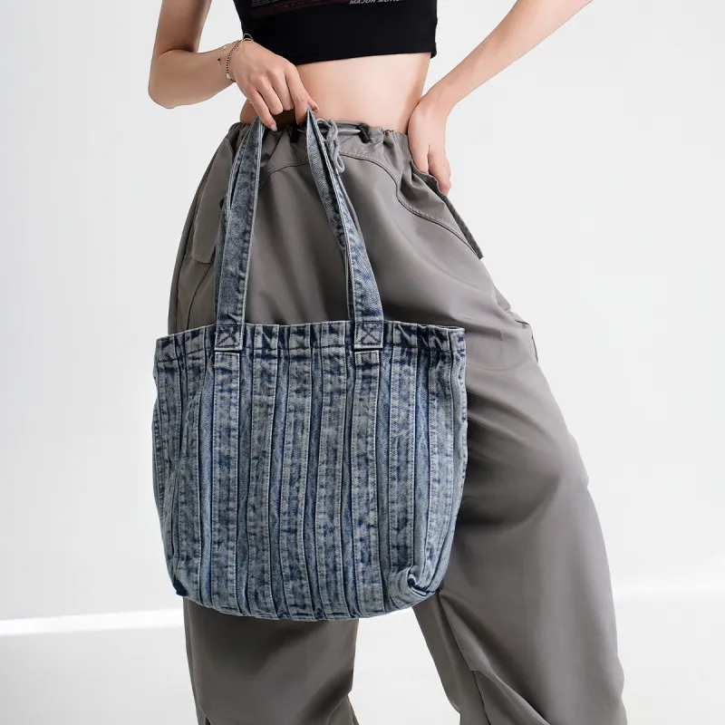 Dubaolu Fabric Shoulder Bag Tote Regular Women's Blue White-3