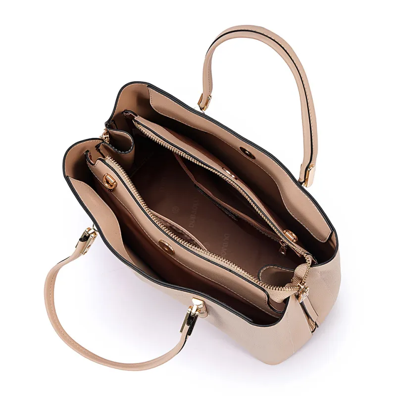 Dubaolu Cow Leather One Shoulder Crossbody Bag Multi Functional Wrist Handbag Large Size Women's Red/Apricot/Black-8