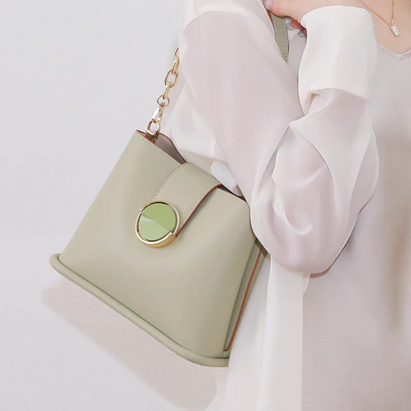 Dubaolu Polyurethane Bucket Bag, Chain Bag, Shoulder Bag Women's Milk Tea/Light Green/Ecru/Black-12