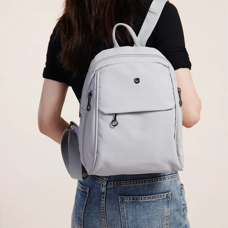 Dubaolu Fabric Backpack Medium Size Women's Black/Light Camel/Gray-19
