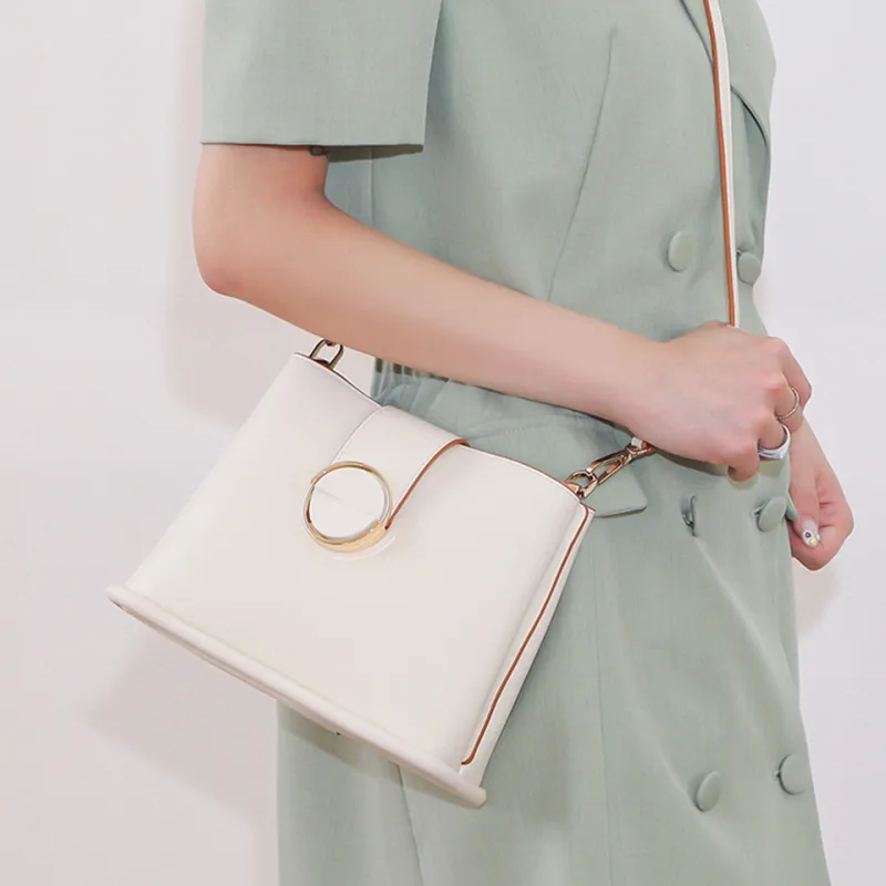 Dubaolu Polyurethane Bucket Bag, Chain Bag, Shoulder Bag Women's Milk Tea/Light Green/Ecru/Black-19
