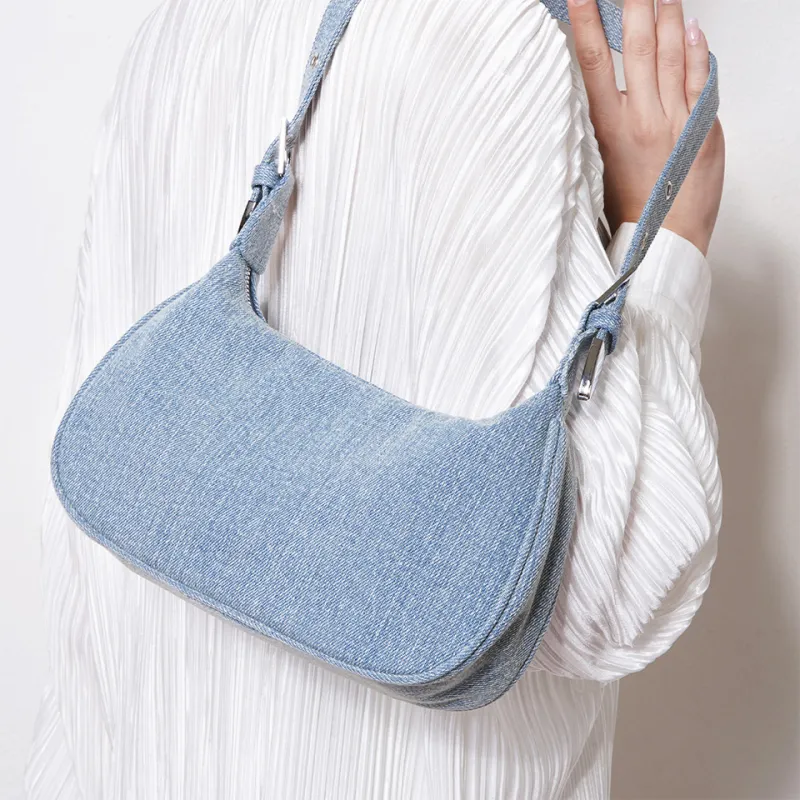 Dubaolu Fabric Shoulder Bag Medium Size Women's Light Blue/navy-5