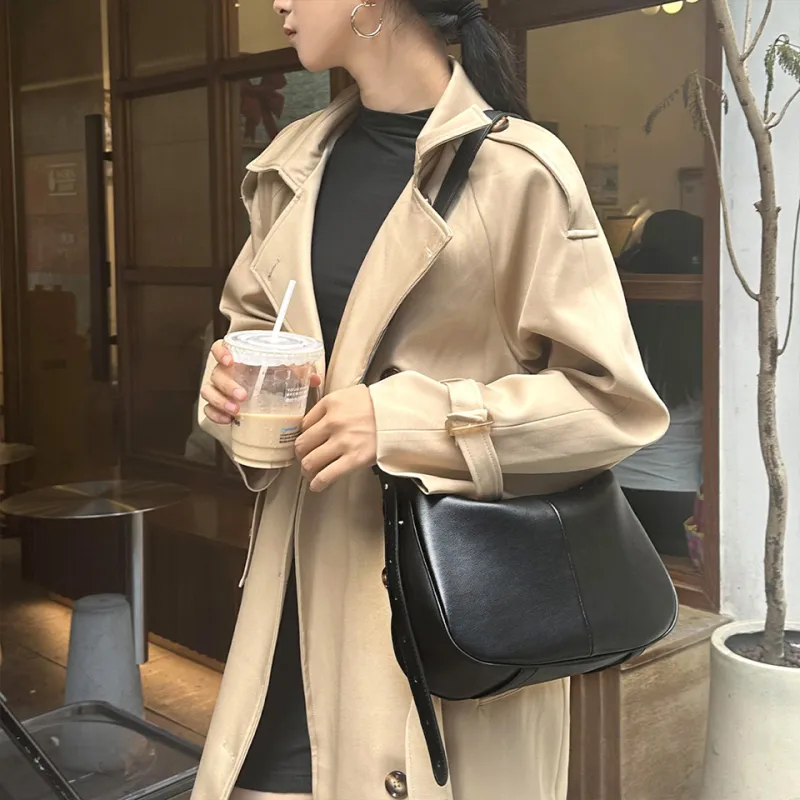 Dubaolu Synthetic Leather Crossbody Bag, Shoulder Bag Women's Caramel Brown/Classic Black/Ecru & Brown/Oat Apricot-10