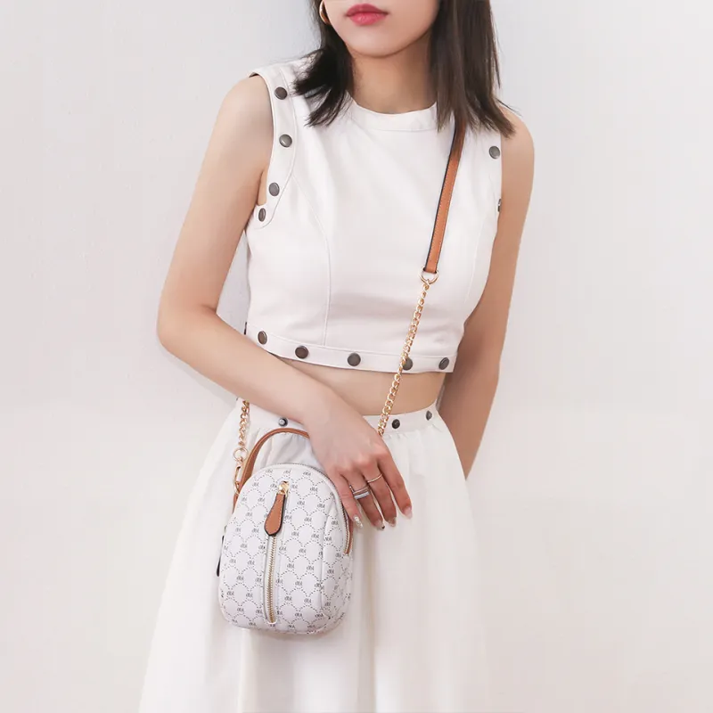 Dubaolu Polyvinyl Chloride PVC With Polyurethane Crossbody Bag Regular Women's Shell Apricot/Shell Khaki-14