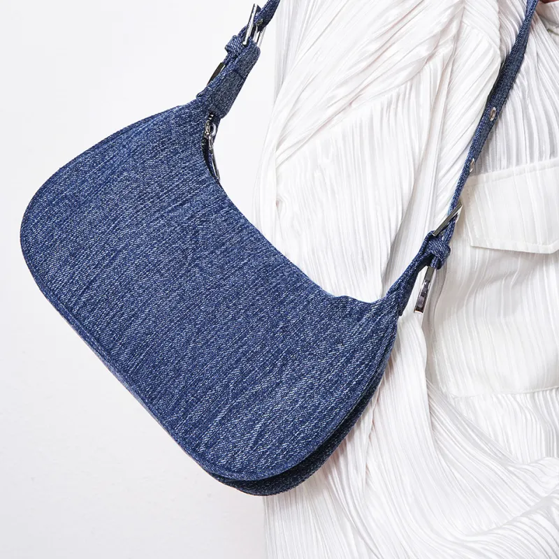 Dubaolu Fabric Shoulder Bag Medium Size Women's Light Blue/navy-13