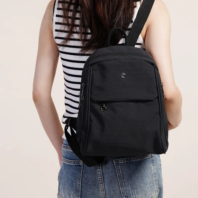 Dubaolu Fabric Backpack Medium Size Women's Black/Light Camel/Gray-5