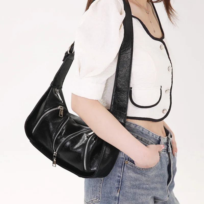 Dubaolu Synthetic Leather Portable Underarm Shoulder Bag Women's White/Silver/Black-19