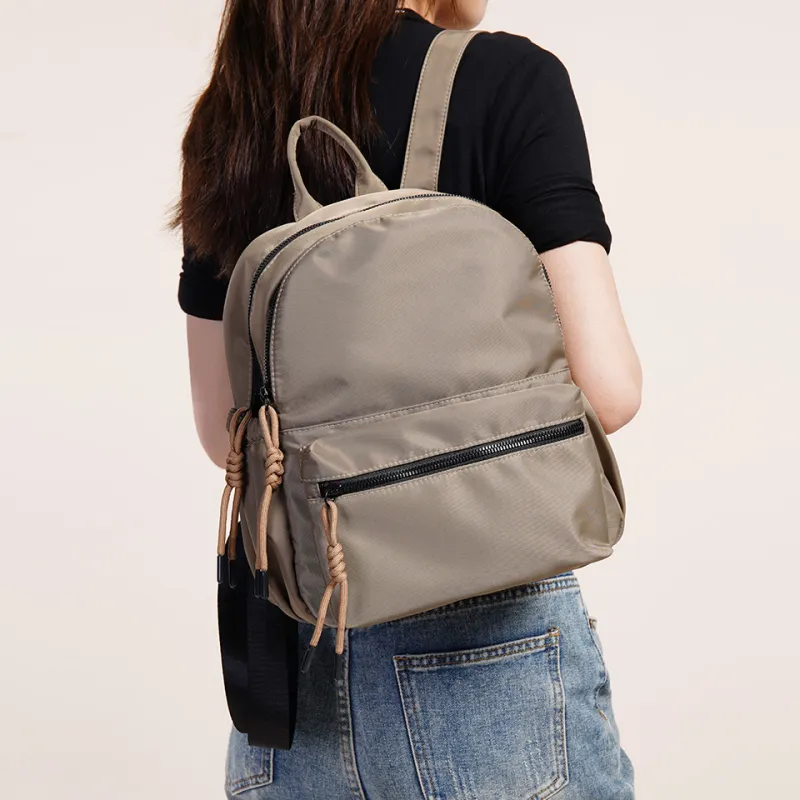 Dubaolu Fabric Backpack Medium Size Women's Black/Light Camel-13