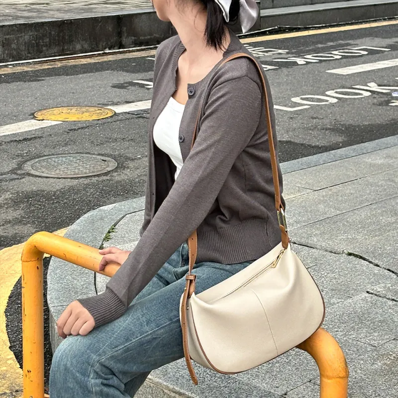 Dubaolu Synthetic Leather Crossbody Bag, Shoulder Bag Women's Caramel Brown/Classic Black/Ecru & Brown/Oat Apricot-16