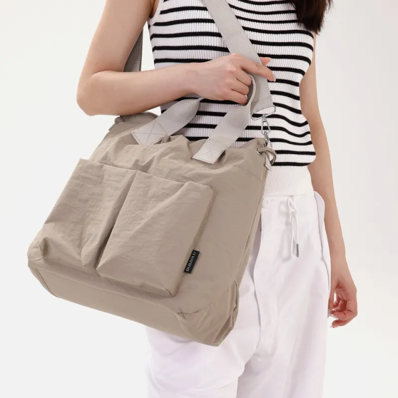 Dubaolu Fabric Tote Shoulder Bag, Crossbody Bag, Handbag Large Size Women's Khaki/Black-5