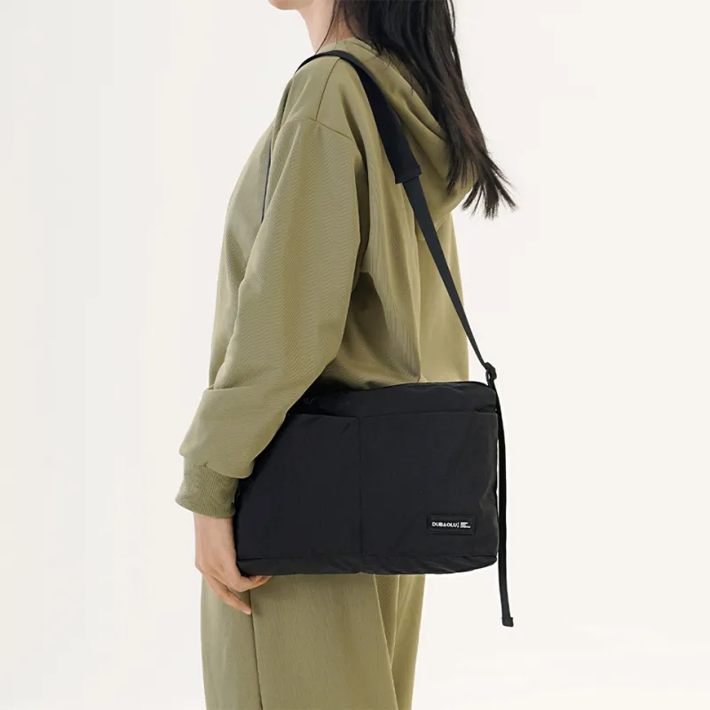 Dubaolu Fabric Shoulder Bag Medium Size Unisex Black/Curry-1