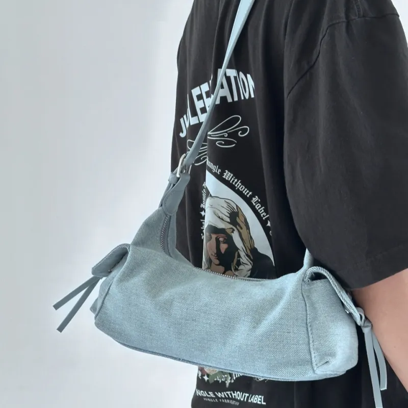 Dubaolu Fabric Shoulder Bag Women's Light Blue/Dark Blue-1