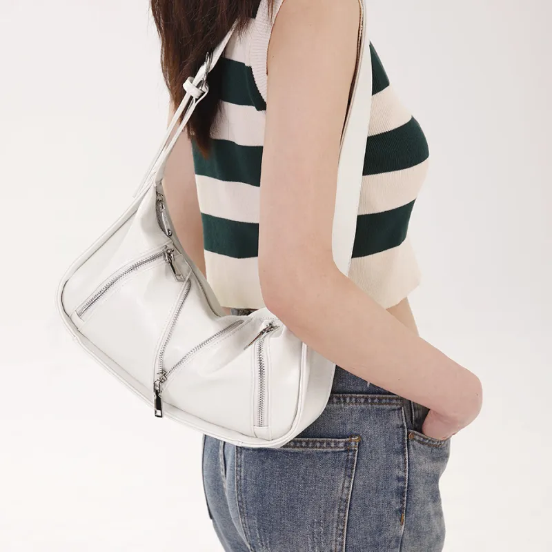 Dubaolu Synthetic Leather Portable Underarm Shoulder Bag Women's White/Silver/Black-5