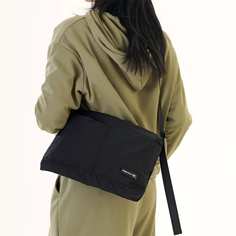 Dubaolu Fabric Shoulder Bag Medium Size Unisex Black/Curry-4