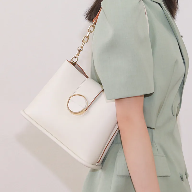 Dubaolu Polyurethane Bucket Bag, Chain Bag, Shoulder Bag Women's Milk Tea/Light Green/Ecru/Black-20