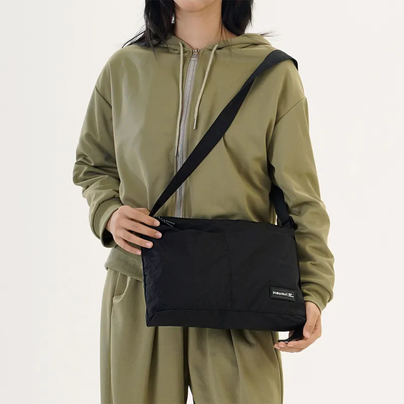 Dubaolu Fabric Shoulder Bag Medium Size Unisex Black/Curry-3