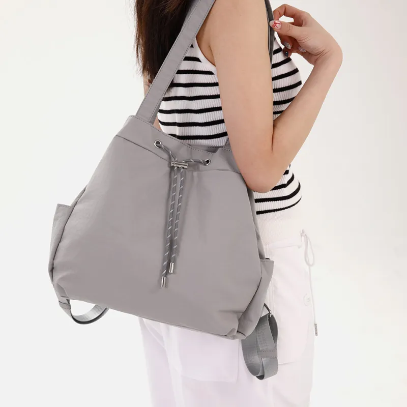Dubaolu Fabric Shoulder Bag Medium Size Women's Black/Gray-12