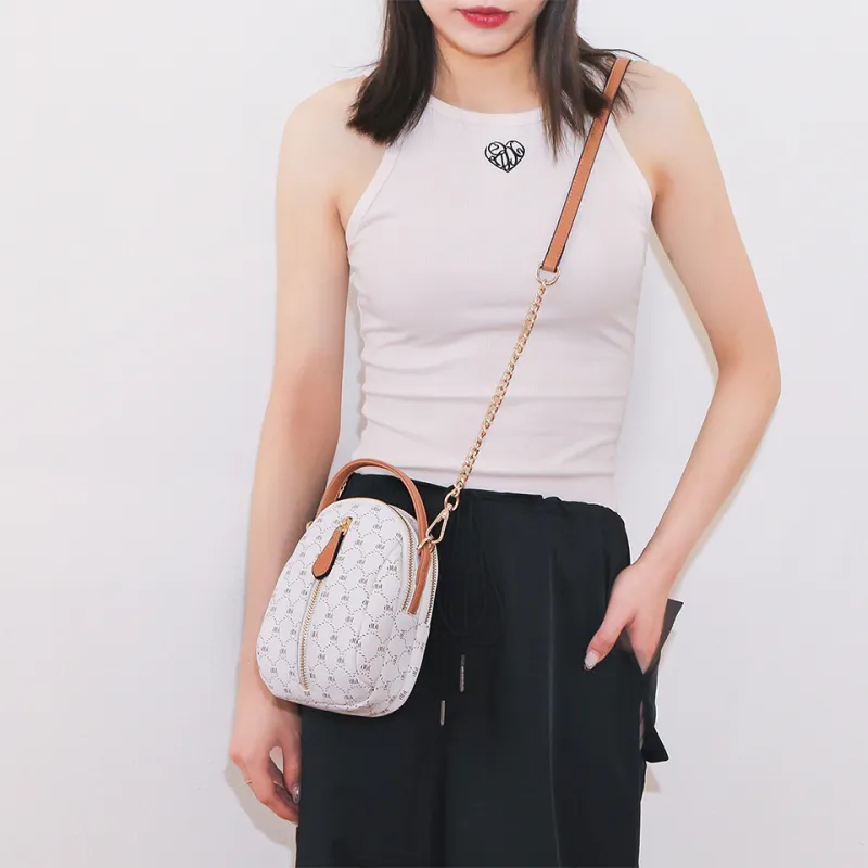 Dubaolu Polyvinyl Chloride PVC With Polyurethane Crossbody Bag Regular Women's Shell Apricot/Shell Khaki-15