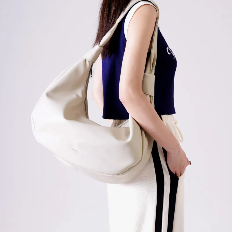 Dubaolu Synthetic Leather Shoulder Bag Large Size Women's Ecru/Gray/Black-5