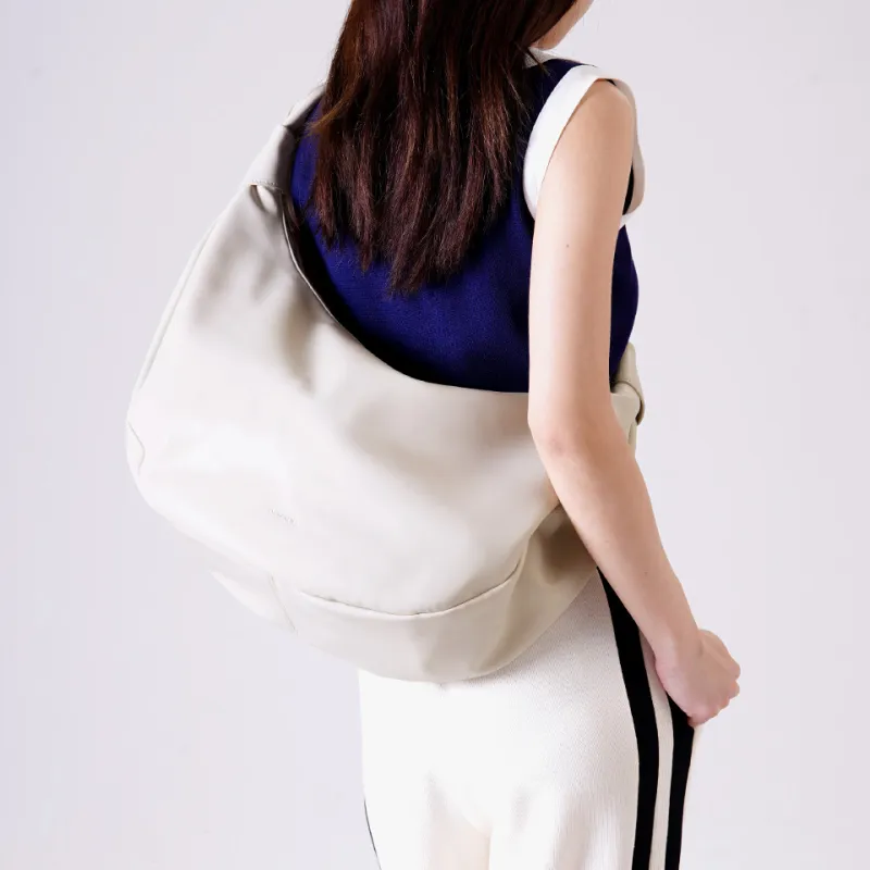 Dubaolu Synthetic Leather Shoulder Bag Large Size Women's Ecru/Gray/Black-4