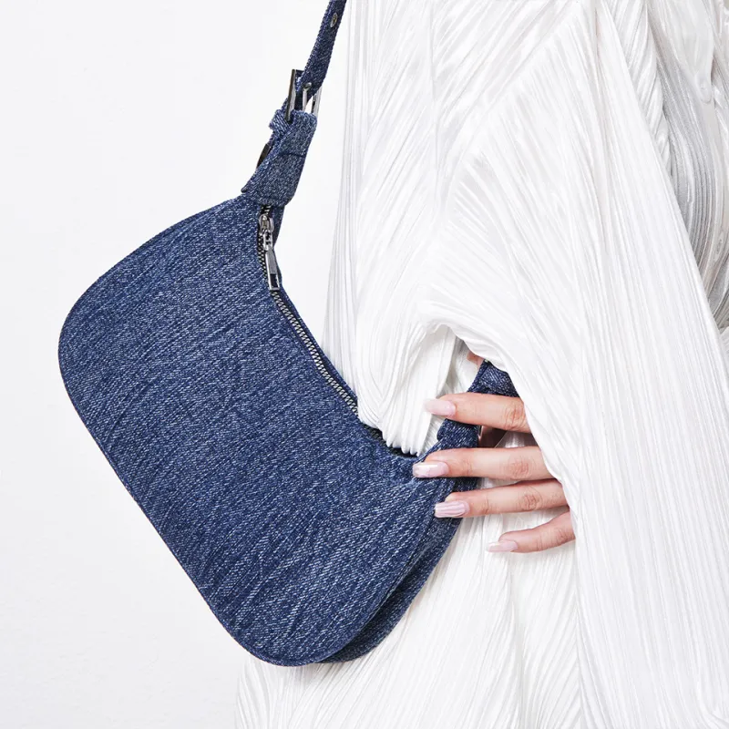 Dubaolu Fabric Shoulder Bag Medium Size Women's Light Blue/navy-12