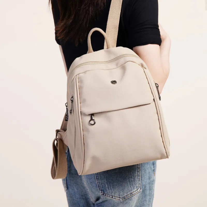 Dubaolu Fabric Backpack Medium Size Women's Black/Light Camel/Gray-12