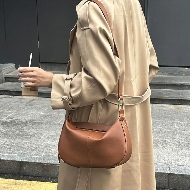 Dubaolu Synthetic Leather Crossbody Bag, Shoulder Bag Women's Caramel Brown/Classic Black/Ecru & Brown/Oat Apricot-2