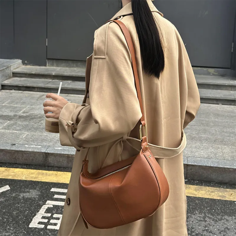 Dubaolu Synthetic Leather Crossbody Bag, Shoulder Bag Women's Caramel Brown/Classic Black/Ecru & Brown/Oat Apricot-3
