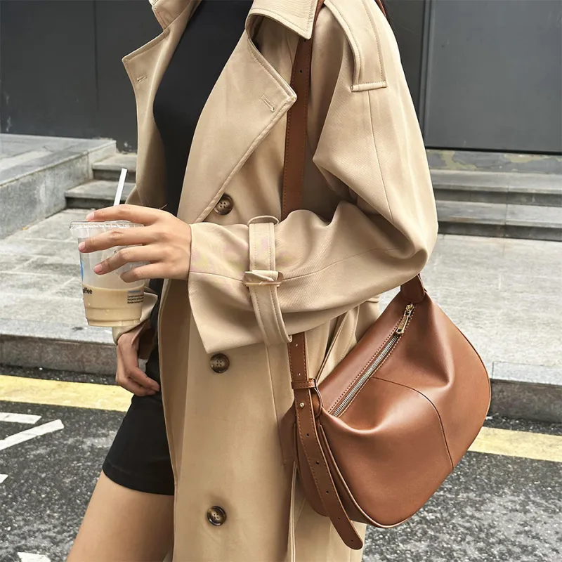 Dubaolu Synthetic Leather Crossbody Bag, Shoulder Bag Women's Caramel Brown/Classic Black/Ecru & Brown/Oat Apricot-1