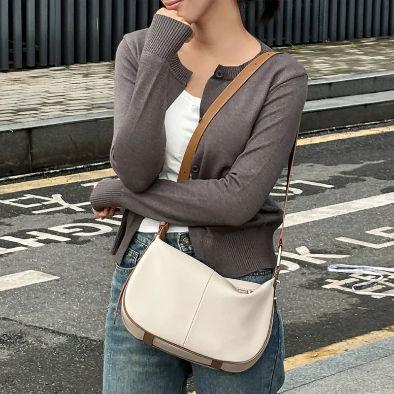 Dubaolu Synthetic Leather Crossbody Bag, Shoulder Bag Women's Caramel Brown/Classic Black/Ecru & Brown/Oat Apricot-15