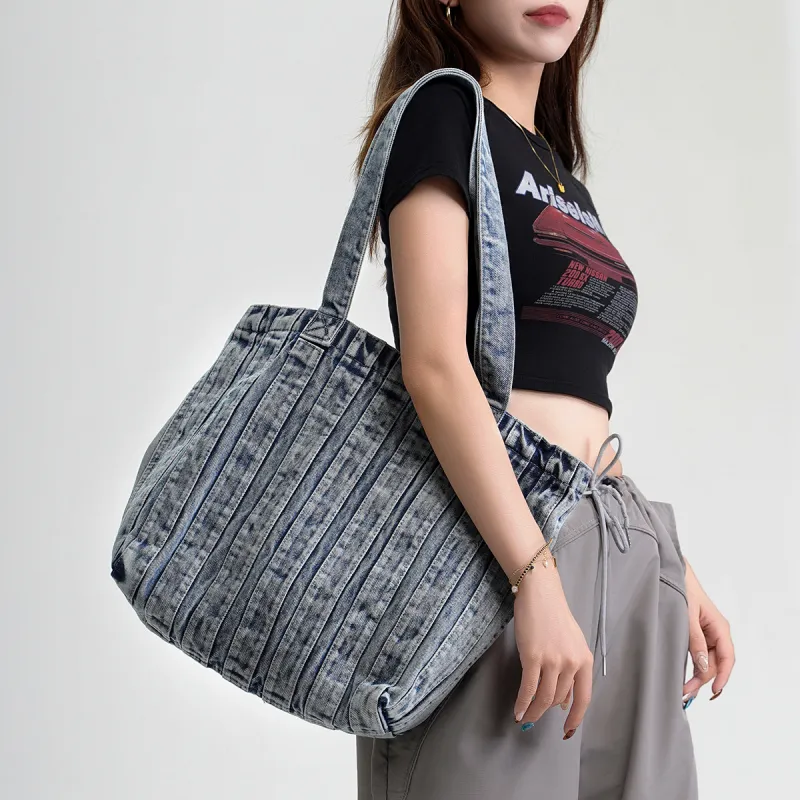 Dubaolu Fabric Shoulder Bag Tote Regular Women's Blue White-2