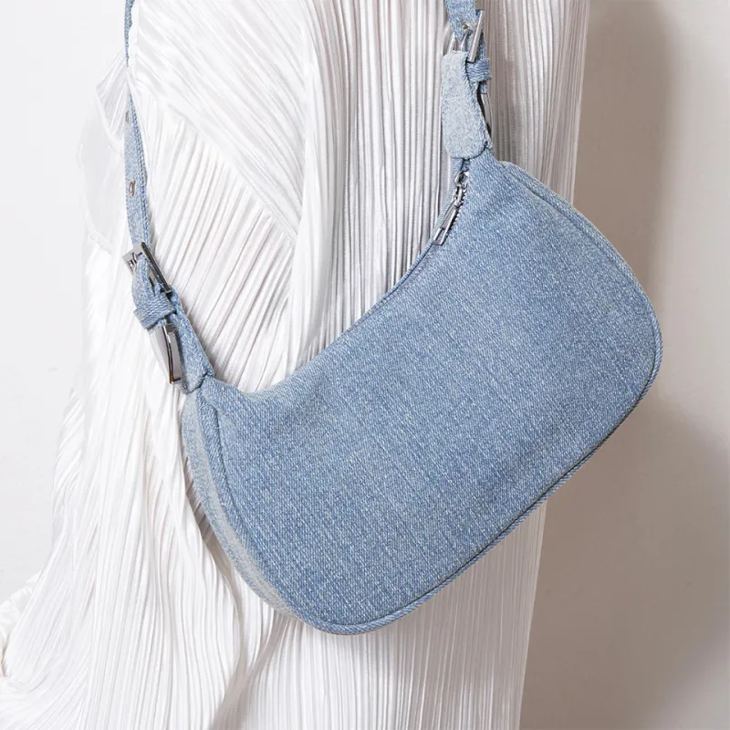 Dubaolu Fabric Shoulder Bag Medium Size Women's Light Blue/navy-6
