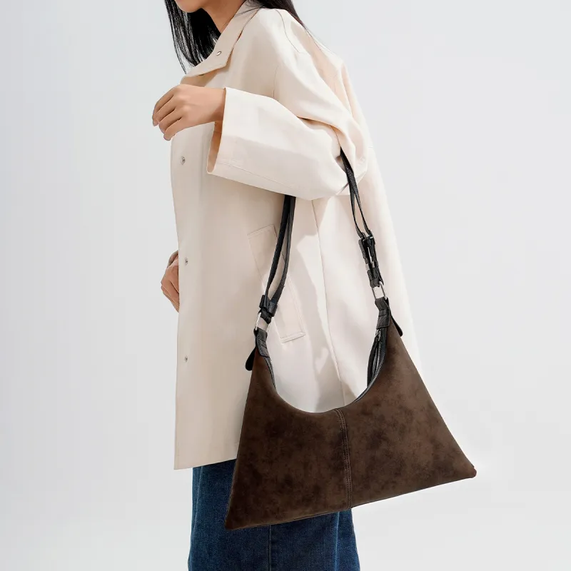 Dubaolu Synthetic Leather Shoulder Bag Regular Women's Chocolate/Black-3