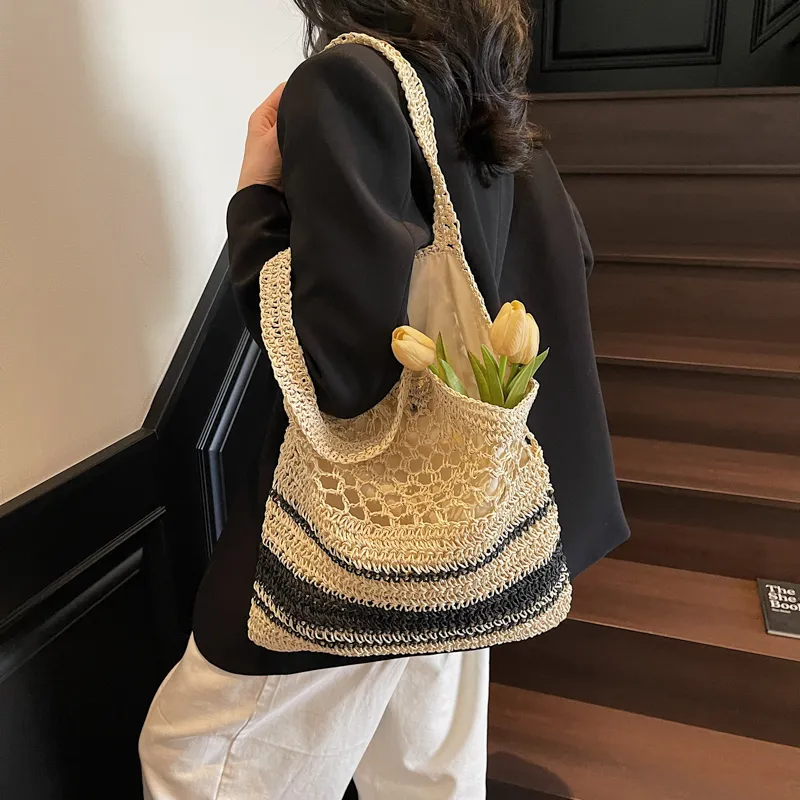 Wenpercy Straw Woven Shoulder Bag Women's Multicolor-1