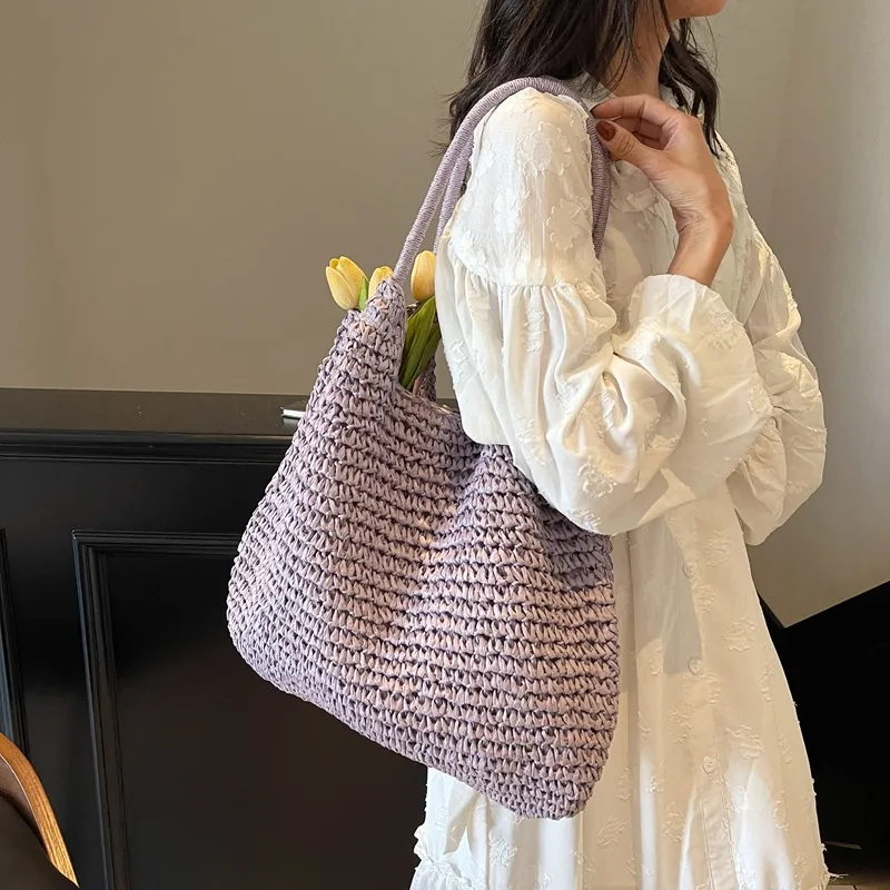 Wenpercy Straw Woven Shoulder Bag Regular Women's Multicolor-16