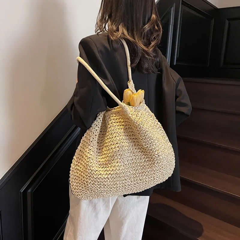 Wenpercy Straw Woven Shoulder Bag Regular Women's Multicolor-11
