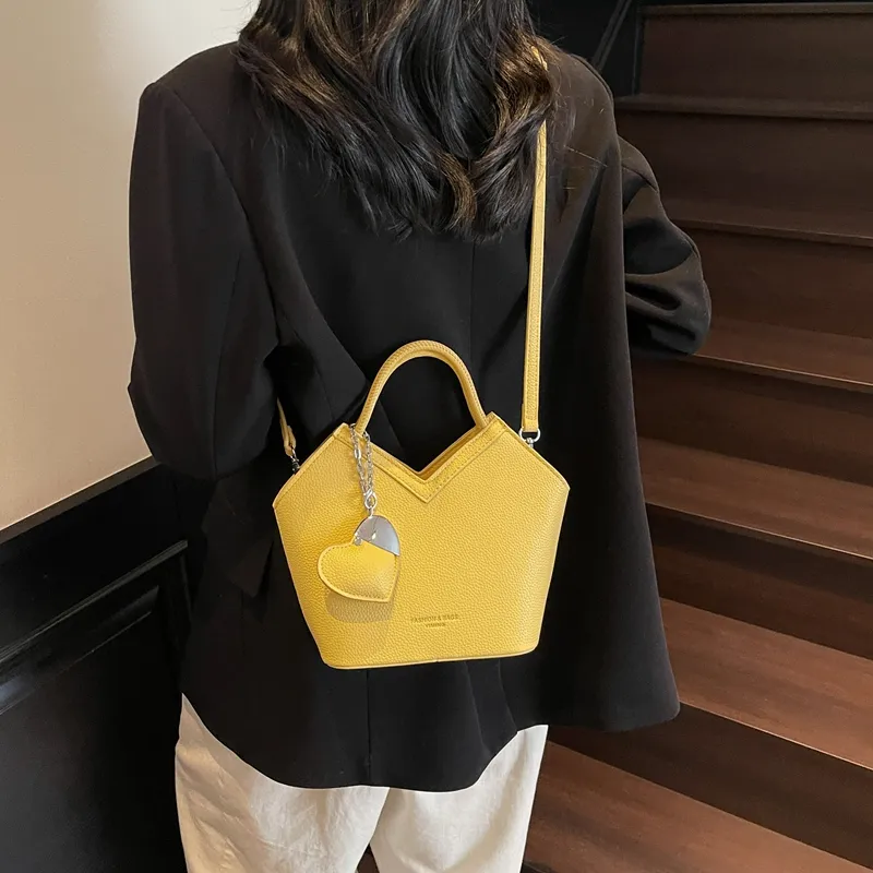Wenpercy PU Bucket Bag, One Shoulder Handbag Women's Multicolor-11
