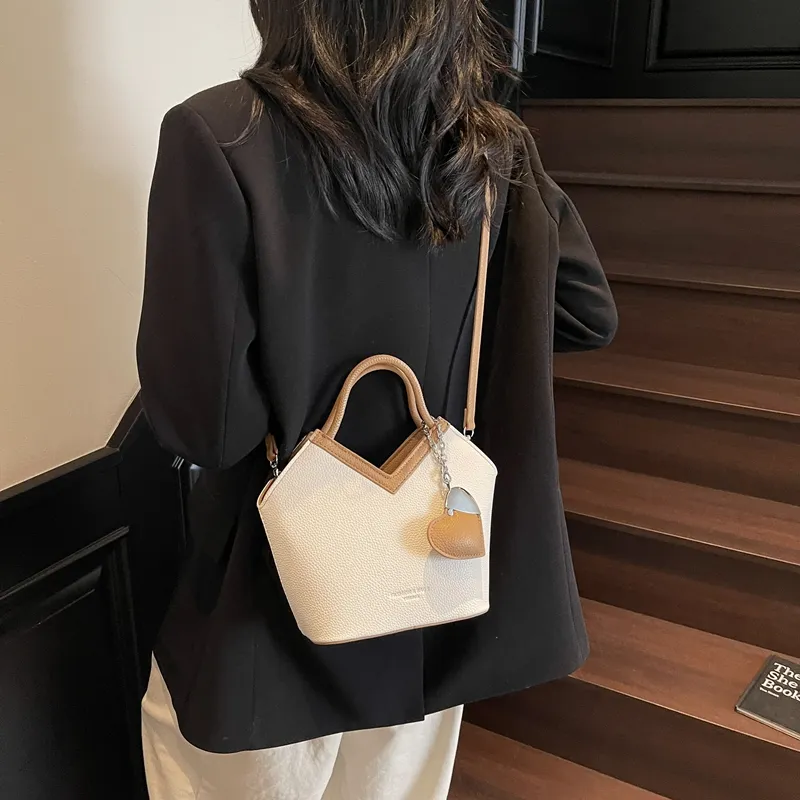 Wenpercy PU Bucket Bag, One Shoulder Handbag Women's Multicolor-13