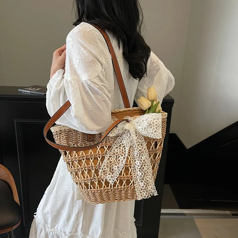 Wenpercy Straw Woven Tote Bag, Shoulder Bag Regular Women's Multicolor-4